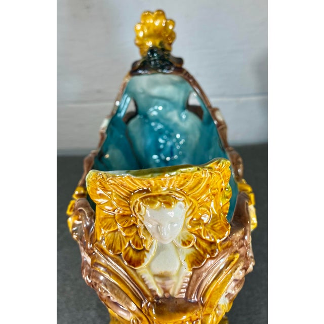 Early 20th Century Antique Majolica Detailed Porcelain/Pottery Centerpiece Bowl For Sale - Image 5 of 12