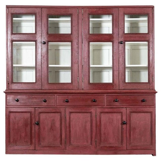 Large English Painted Glazed Pine Housekeeper's Cupboard, 1880 For Sale - Image 13 of 13