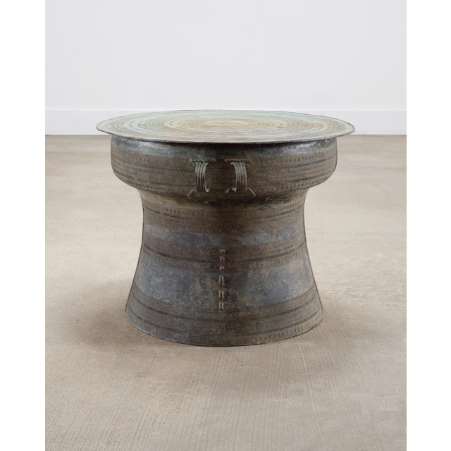 Mid 20th Century Southeast Asian Bronze Elephant Rain Drum Drinks Table 2 Ft For Sale - Image 5 of 18