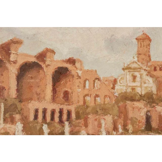 Modern Franco Marzilli, Roman Ruins, Oil Painting, 1970s For Sale - Image 3 of 6