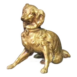Early 20th Century Bronze Figural (dog) & Marble Cigar Ash Tray For Sale