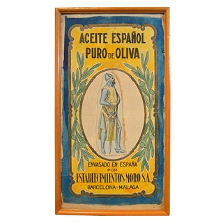 Vintage Spanish Olive Oil Can Label For Sale
