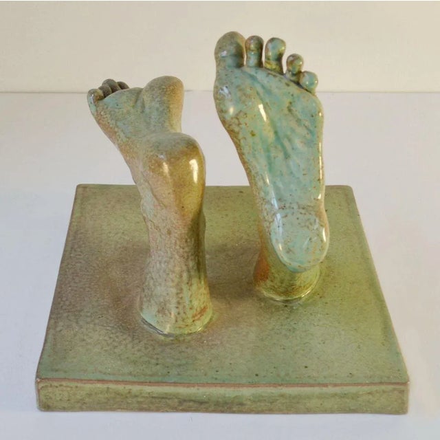 Ceramic Reliefs with Tapestry of Green Glazed Feet, Set of 4 For Sale - Image 12 of 16