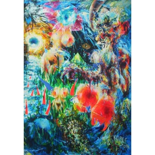 Large 1980s "Voyage" Abstract Expressionist Painting by Jerzy Kopec For Sale