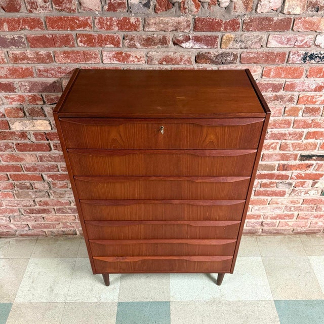 Brown Danish Teak Chest of Drawers by Tibergaard Møbler, Attributed For Sale - Image 8 of 9
