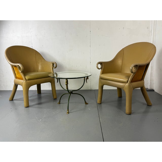 Modernist Tropical Brutalist Leather Chairs from Budji Layug, 1990s, Set of 2 For Sale - Image 6 of 9