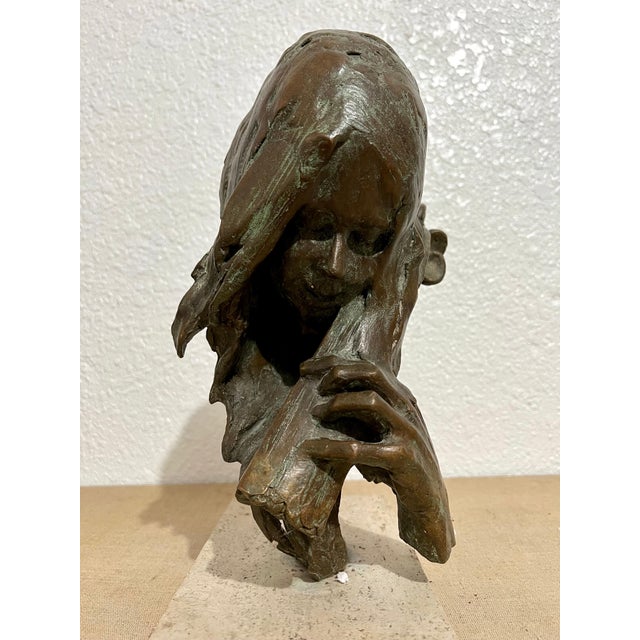 Stanley Bleifeld, Bronze Sculpture American Modernist Art Stanley Bleifeld Girl with Bass or Cello, c.1970 For Sale In Miami - Image 6 of 8