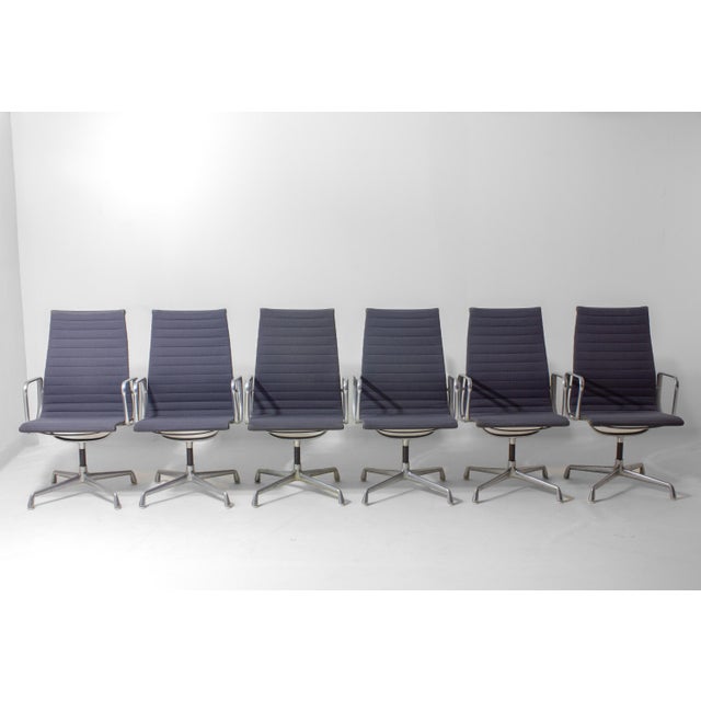 Herman Miller EA109 Office Chairs in Blue Grey Fabric by Charles and Ray Eames for Herman Miller, 1980s, Set of 6 For Sale - Image 4 of 18