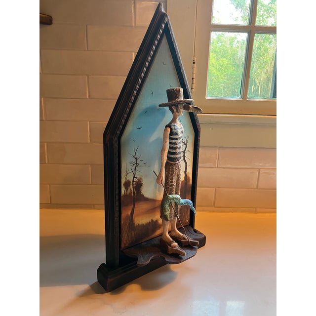 Gothic Carved Wood (Polychrome) Wall Hanging (Sculpture) For Sale - Image 6 of 6