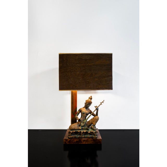 Thai Musician Table Lamp in Brass and Bronze, 1970s For Sale - Image 6 of 6