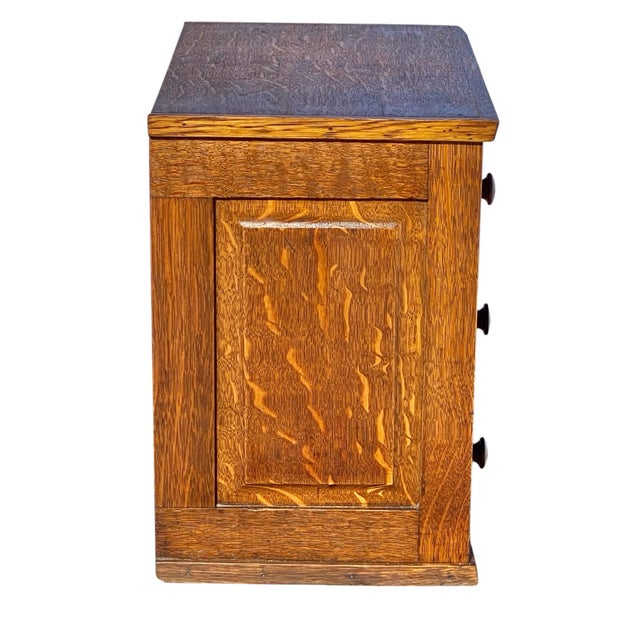 Antique 6 Drawer Tiger Oak Desktop File Cabinet / Card Catalog Cabinet For Sale - Image 9 of 11
