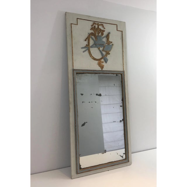 Louis XVI Style Carved Wood Painted Trumeau, French, circa 1780 For Sale - Image 10 of 13