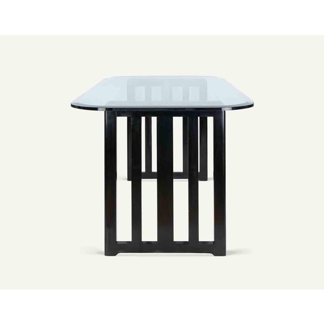 Vintage Art Deco Dining Table in Lacquered Wood and Crystal, Italy, 1970s For Sale - Image 6 of 9