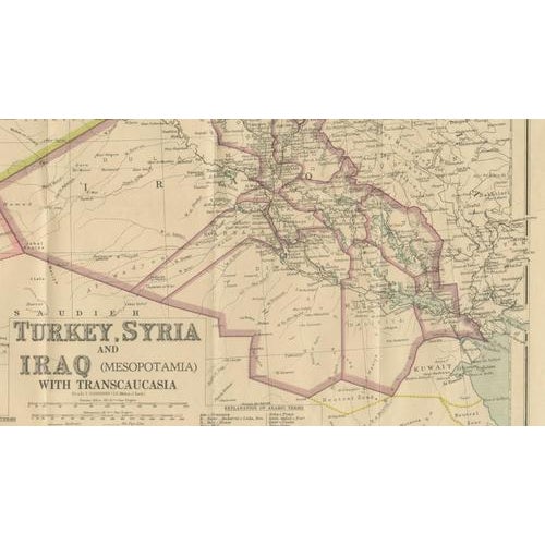 Cream Philips Imperial Map of Turkey with Syria and Iraq and Transcaucasia, 1920s For Sale - Image 8 of 13