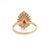 Retro Style 18k Yellow Gold 1.77ct Rubelite & Blue Sapphire Halo Ring Size 4 For Sale - Image 9 of 17
