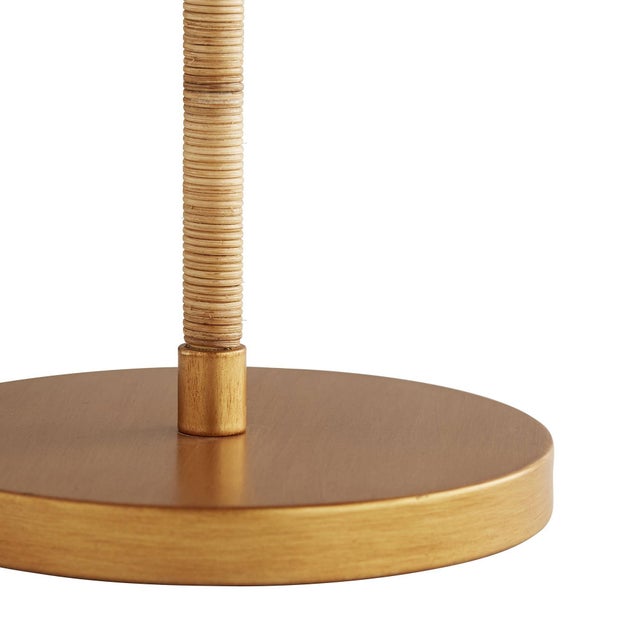 Mid-Century Modern 1935 Paavo Tynell Model 9602 Brass and Rattan Floor Lamp With Canvas Shade For Sale In Minneapolis - Image 6 of 16