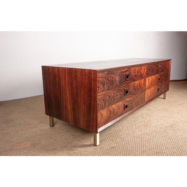 Wood Low Danish Chest of Drawers in Rosewood by Erik Brouer for Brouer Møbelfabrik, 1960 For Sale - Image 7 of 15