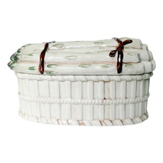 Vintage Italian Majolica Asparagus Lidded Tureen For Sale
