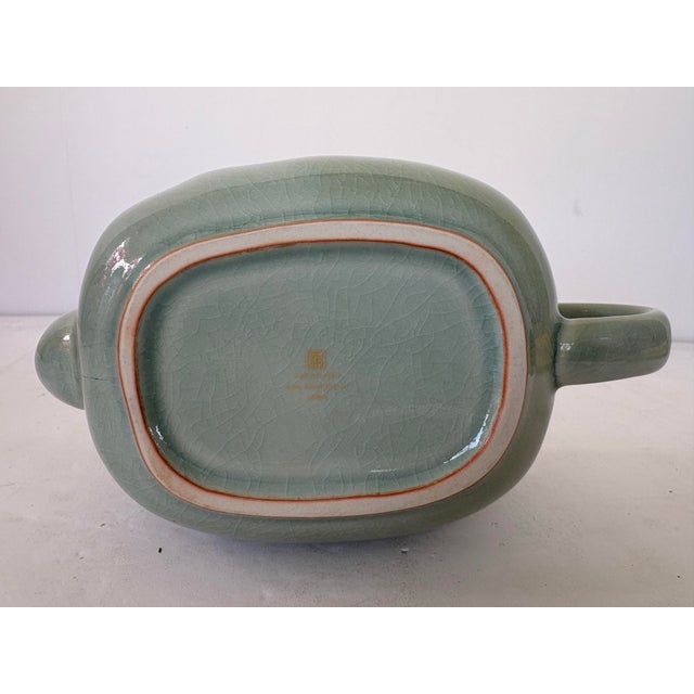Celadon Vintage Takahashi San Francisco Celadon Green Crackle Glaze Teapot, Japan For Sale - Image 8 of 9