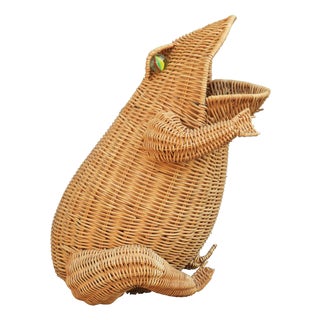 French Wicker Frog Basket by Olivier Cajan, 1970 For Sale