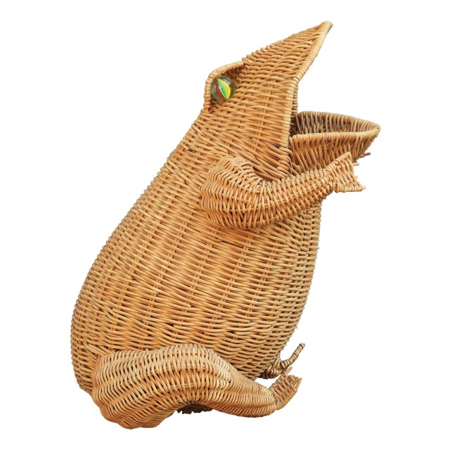 French Wicker Frog Basket by Olivier Cajan, 1970 For Sale