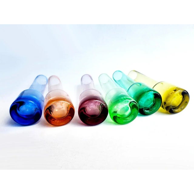 Transparent Vintage Multicolored Test Tube Shot/Liqueur/Cordial Glasses, Set of 6 For Sale - Image 8 of 8