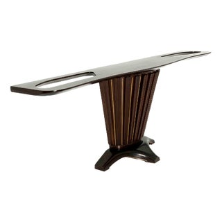 Large Italian Vintage Console in Wood and Brass, 1950s For Sale