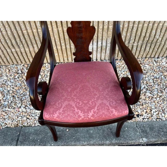 19th Century French Empire Style Flame Mahogany Armchair, 19th Century For Sale - Image 5 of 12