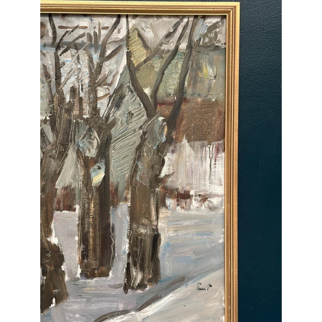 Winter Forest, 1950s, Oil Painting on Canvas, Framed For Sale - Image 10 of 15