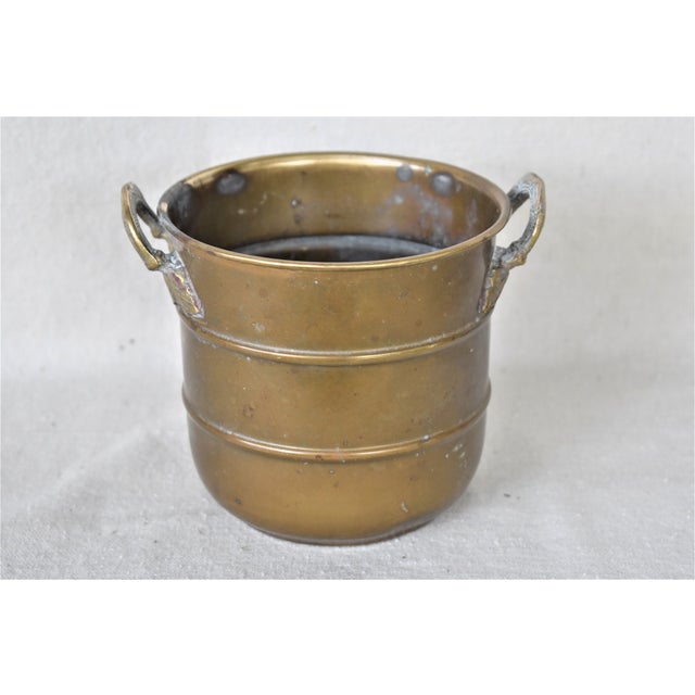 Brass Vintage Brass Cachepot with Leaf Handles For Sale - Image 8 of 8