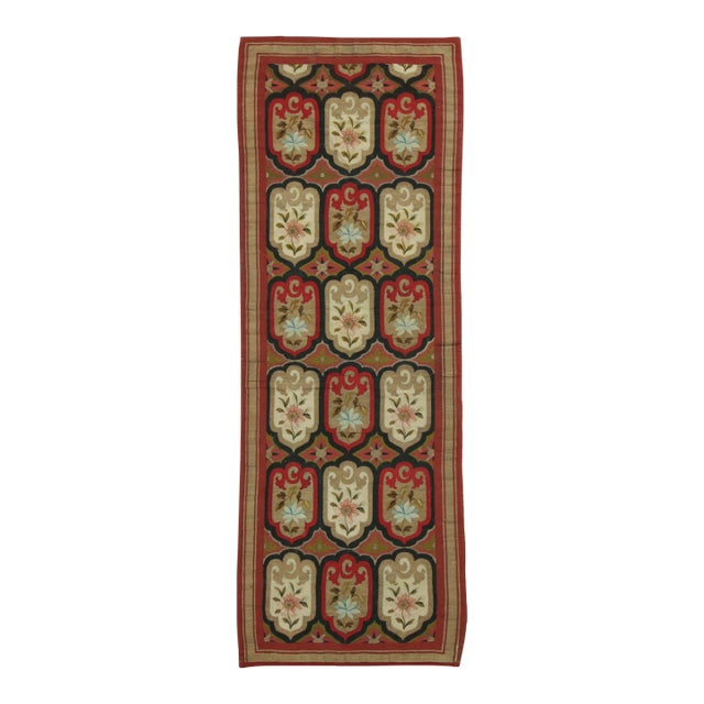 Antique Aubusson Flatweave Runner With Cartouche Medallions - Rug & Kilim For Sale