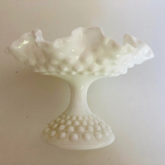 Vintage White Hobnail Milk Glass Compote For Sale In New York - Image 6 of 6