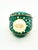White Bochic "Orient" Natural Emerald & South Sea Pearl Ring Set In 18K Gold & Silver For Sale - Image 8 of 18