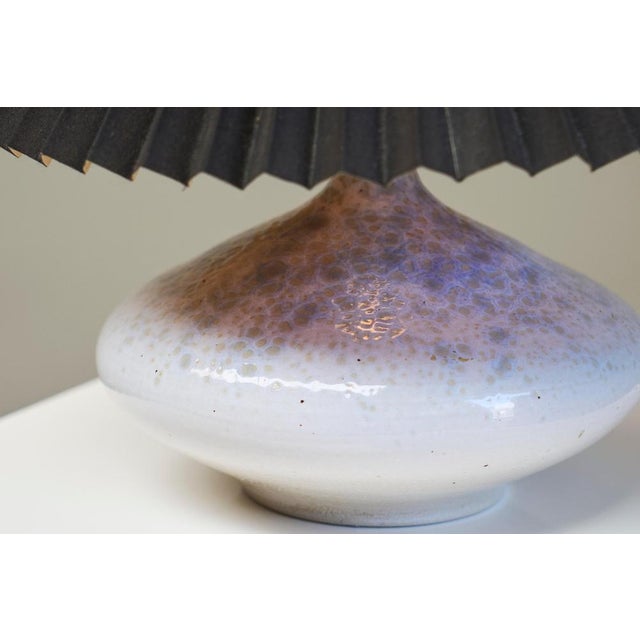Ceramic Mid-Century Modern Studio Pottery Table Lamp with Plissé Shade, 1950s For Sale - Image 7 of 11