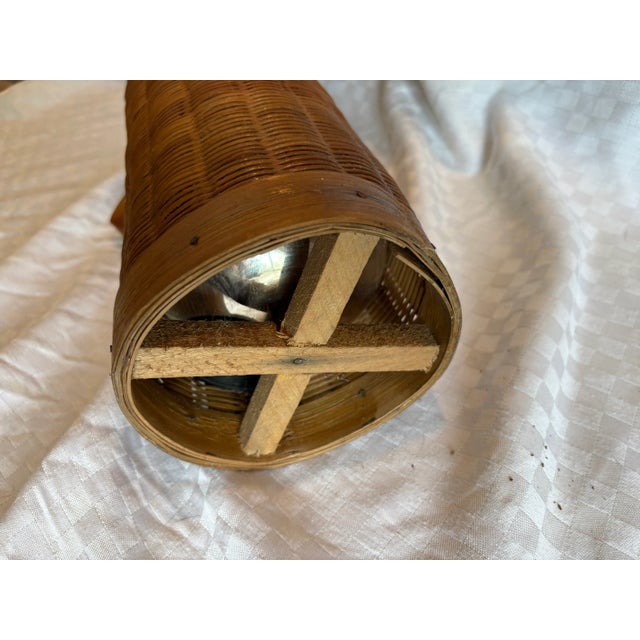 Early 20th Century Early 20th Century Reed Wrapped Thermos With Original Mercury Glass Liner For Sale - Image 5 of 12