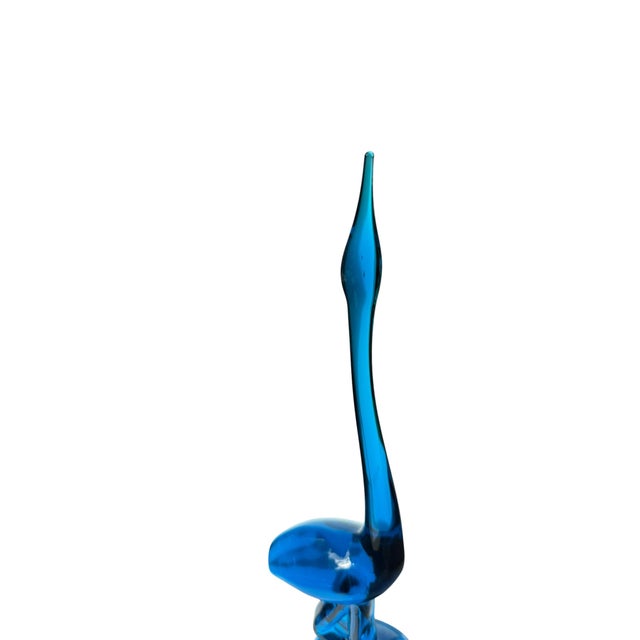 Mid-Century Modern 1960s Blue Viking Glass Bluenique Egret Crane Figurine For Sale - Image 3 of 11