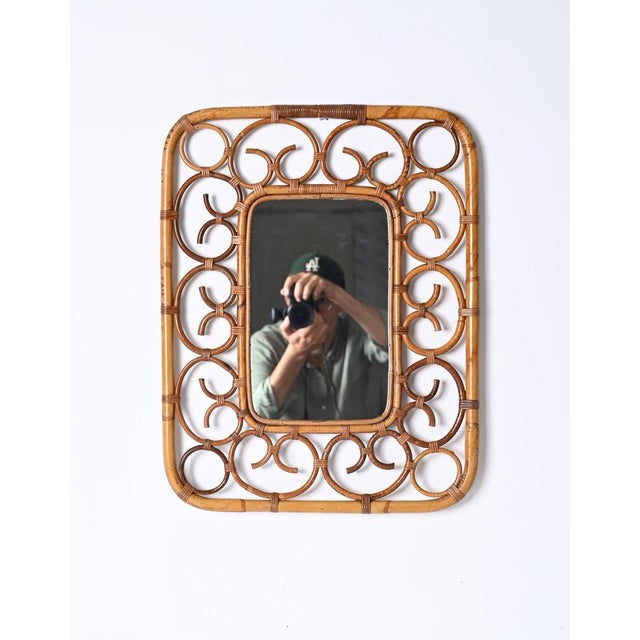 Bamboo and Rattan Rectangular Wall Mirror, Italy, 1970s For Sale - Image 10 of 15