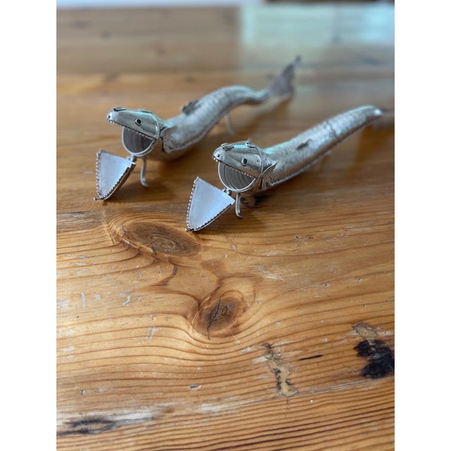 Late 20th Century Silver Articulated Fish Sculptures- a Pair For Sale - Image 4 of 6