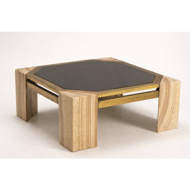 1970s Stone and Brass Coffee Table, Italy, 1970s For Sale - Image 5 of 5
