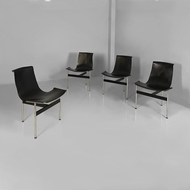 Italian Modern Leather T Chairs attributed to Katavolos, Littell and Kelley for ICF, 1960s, Set of 4 For Sale - Image 18 of 18