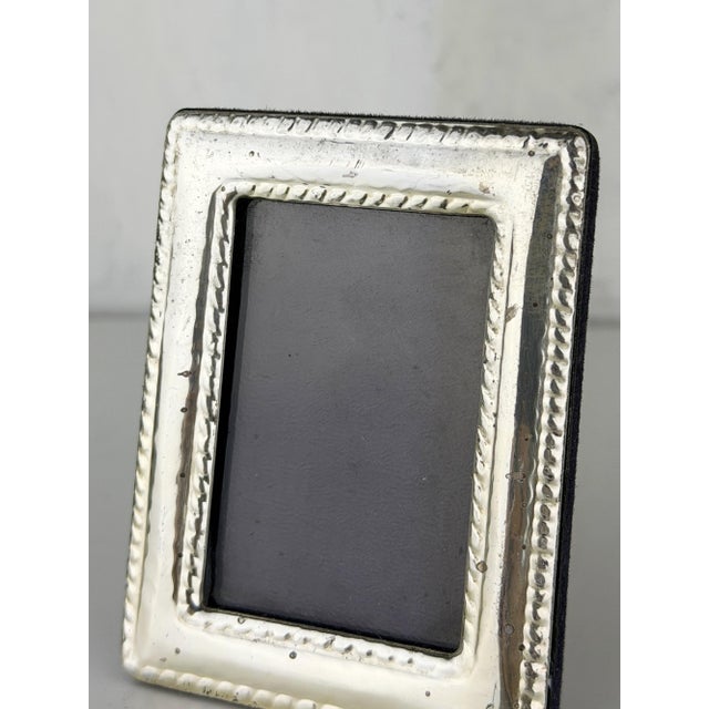 Vintage Italian Sterling Silver Photo Frame with Classic Beaded Border, 1950s For Sale - Image 4 of 13