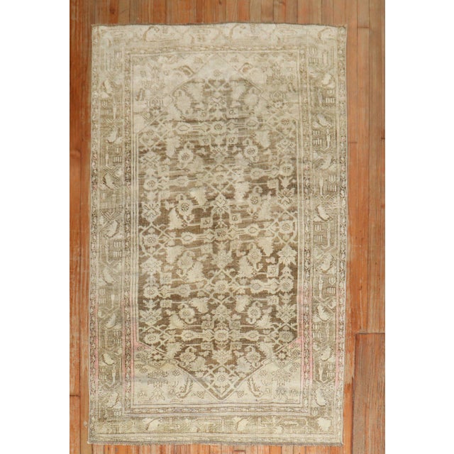 1920s Accent Size Persian bidjar in predominantly soft brown with shades of pink on 1 end of the rug. Rug no. 31724 Size...