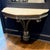 English Hollywood Regency Demilune Marble Top Console Found on 1st Dibs, this English console features a heavily veined...