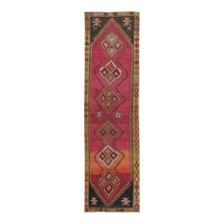 Vintage Turkish Runner With Medallion Grid in Vibrant Multicolor - Rug & Kilim For Sale