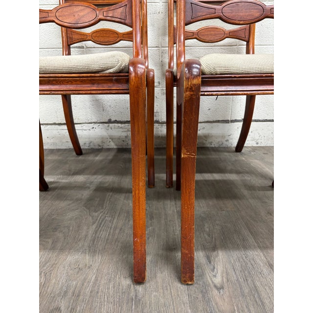Antique Regency / Duncan Phyfe Style Needlepoint Upholstered Dining Side Chairs For Sale - Image 14 of 16
