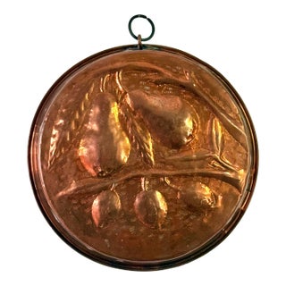 Very Large Vintage Hammered Copper Fruit Mold Wall Hanging For Sale