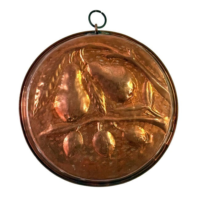 Very Large Vintage Hammered Copper Fruit Mold Wall Hanging For Sale