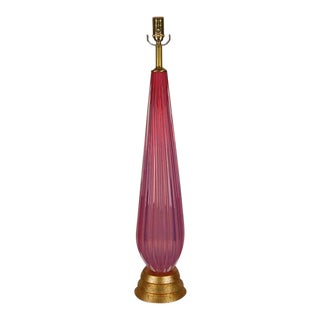 Vintage Murano Pink Opaline Glass Lamp For Sale