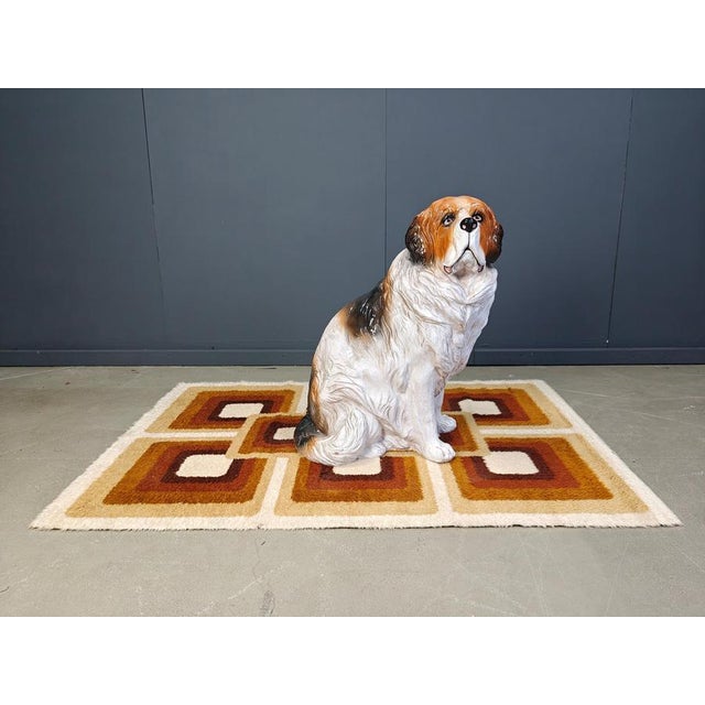Vintage Glazed Terracotta St Bernard Dog Sculpture, 1960s For Sale - Image 8 of 10