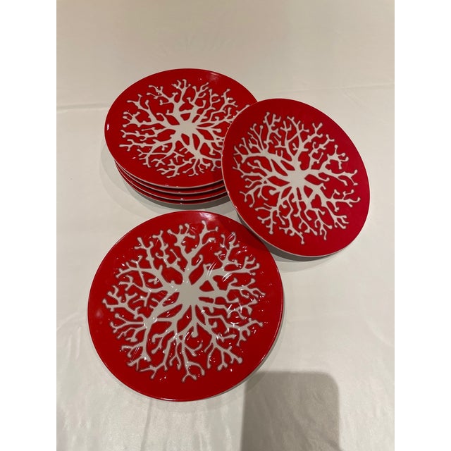 2010s Kim Seybert Melamine Coral Salad Plates - Set of 6 For Sale - Image 5 of 5